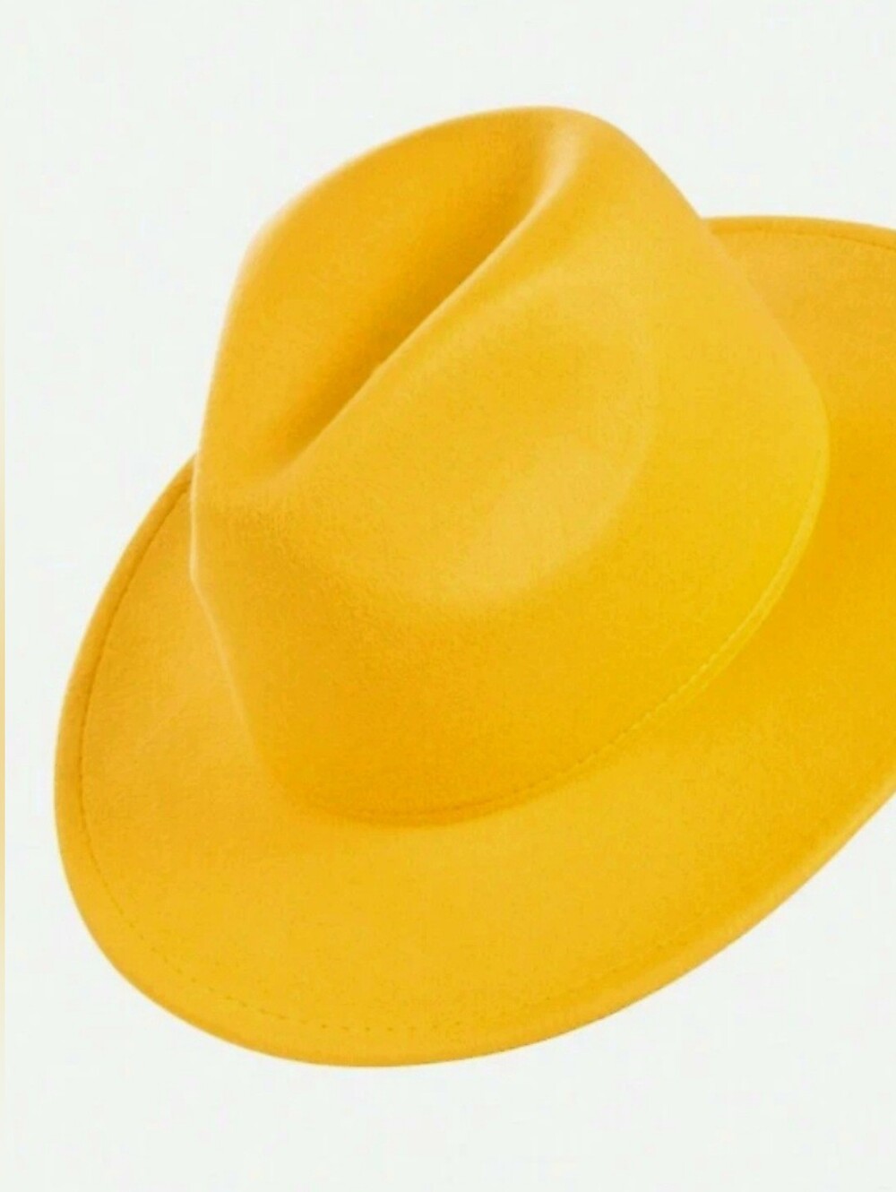 Classic Wide-Brim Felt Fedora in Bright Mustard Yellow Nwot Size 57